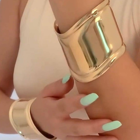 Bracelet BOLD Chunky Gold Bone Cuff N04 - Picture 6 of 8